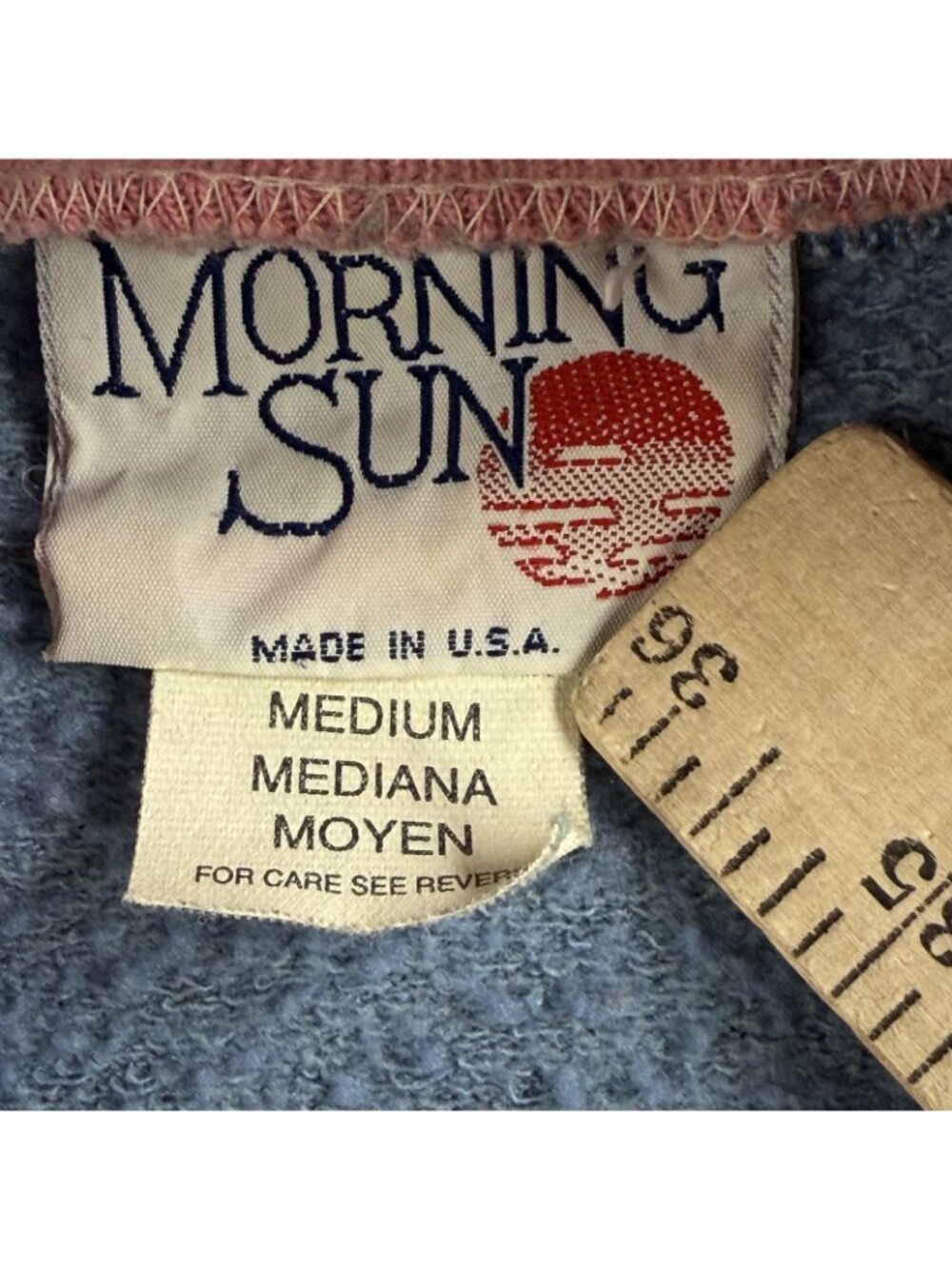 Vintage Morning Sun Sweatshirt Womens Medium Blue Floral Mock Neck USA Made 90s - Picture 3 of 15